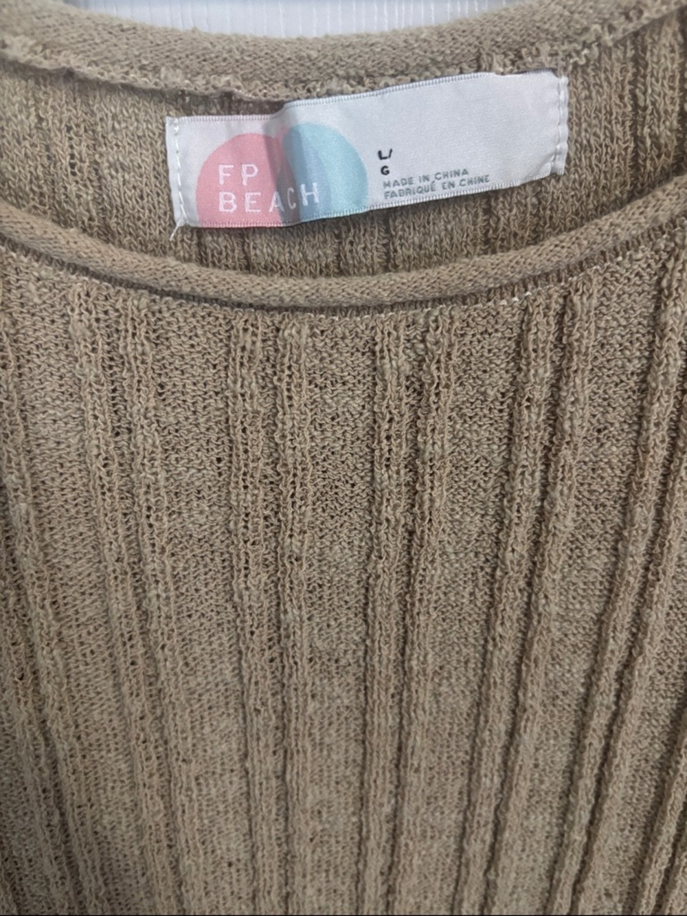 Free People Beach Ribbed Scoop-Neck sweater dress in Taupe - Picture 2 of 7